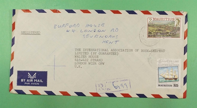 DR WHO 1984 MAURITIUS REGISTERED AIRMAIL PORT LOUIS TO ENGLAND R45897