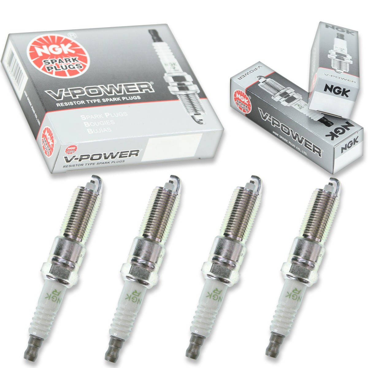 4 pcs NGK V-Power Spark Plugs for 2001-2007 Dodge Caravan 2.4L L4 - Engine pi