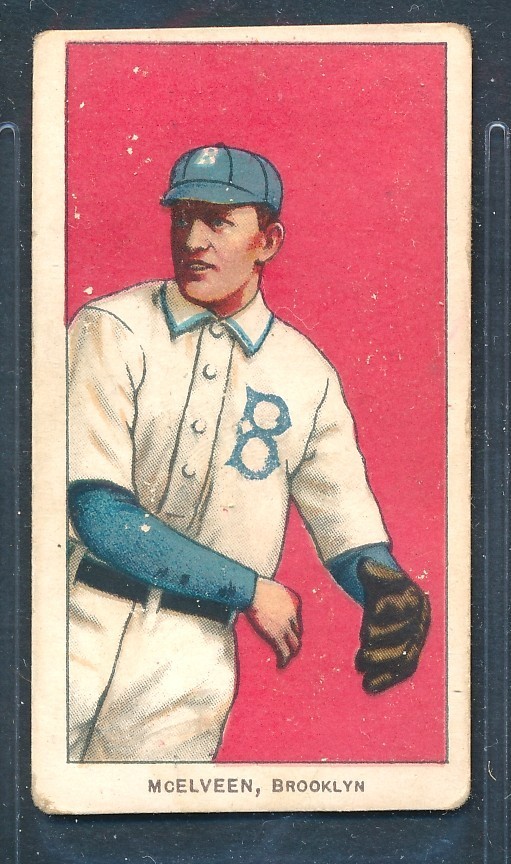 T206 Piedmont 350: PRYOR McELVEEN Brooklyn Superbas ~ VG to VG+ tiny pl on back