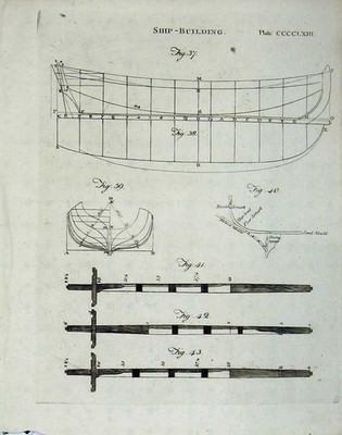 Alter Druck Ref.574 Encyclopaedia Britannica Schiffbau Diagramme Zeichnung