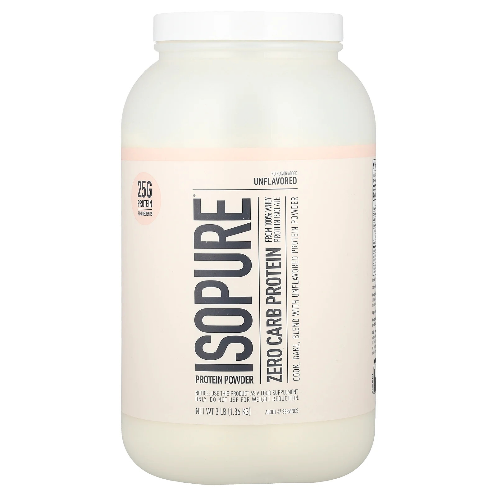 Zero Carb Protein Powder Unflavored 3 lb 136 kg 17590₽