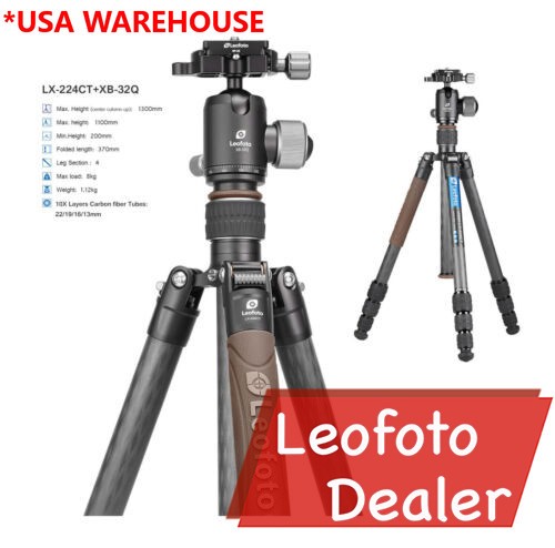 Leofoto Tripod LX-224CT + XB-32Q Reversible Travel Tripod with Ball Head - Picture 1 of 13