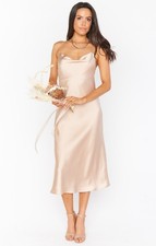 Show Me Your Mumu Verona Cowl Midi Dress NWT Champagne Satin Slip Dress Large