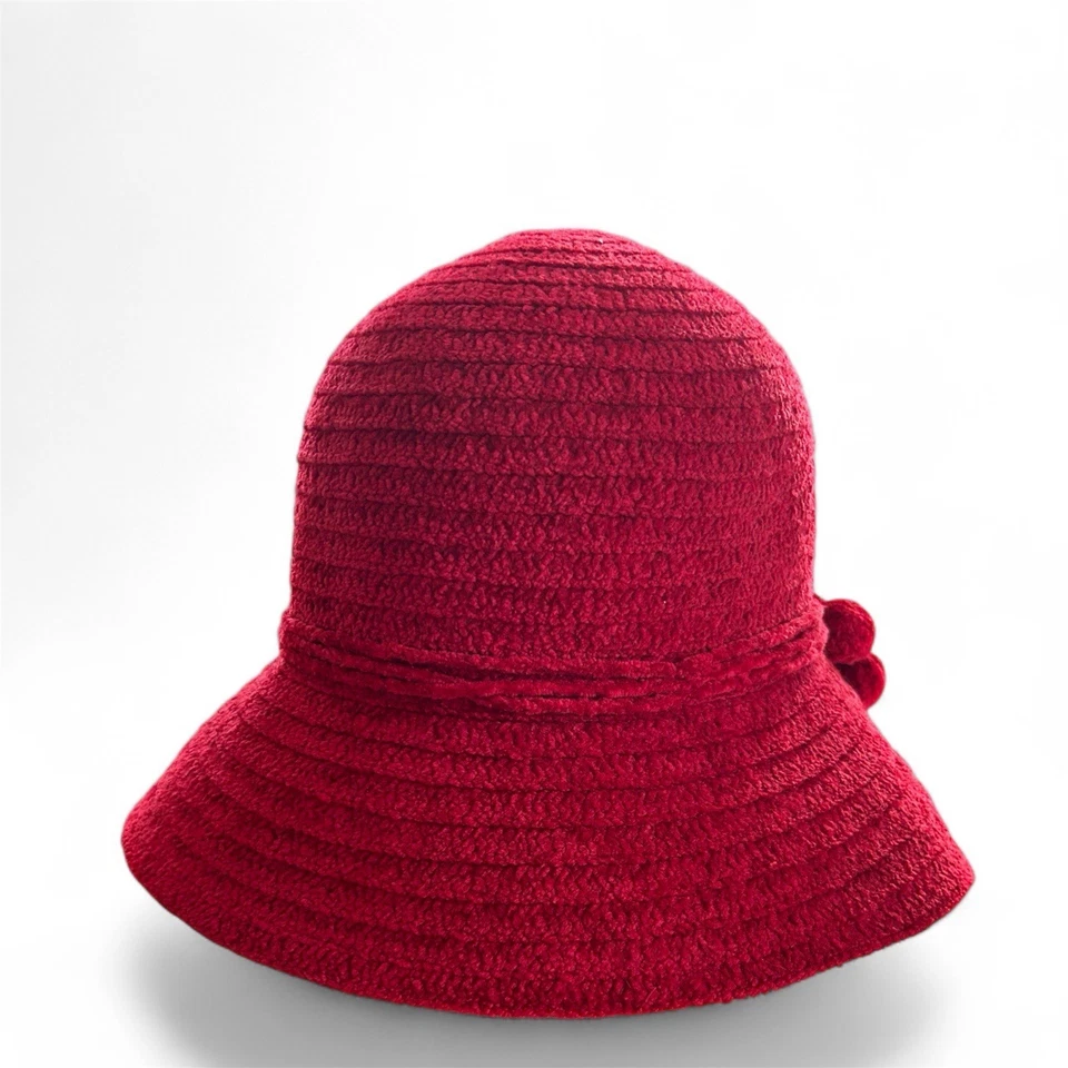 Sombrero de chenilla Betmar New York rojo estilo cubo para mujer joya logotipo vacaciones X627KO Foto 2 de 4