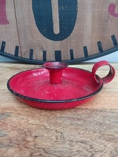 Vintage Red Enamel Wee Willie Winkie Candlestick Chamber Candle Holder