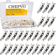 150PCS Bar Pins Backs Safety Clasp, Silver Locking 25MM Brooch