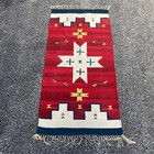 Vintage Southwestern Wool Rug Runner Native Style Hand Woven Red 61x30 Fringe — photo 2