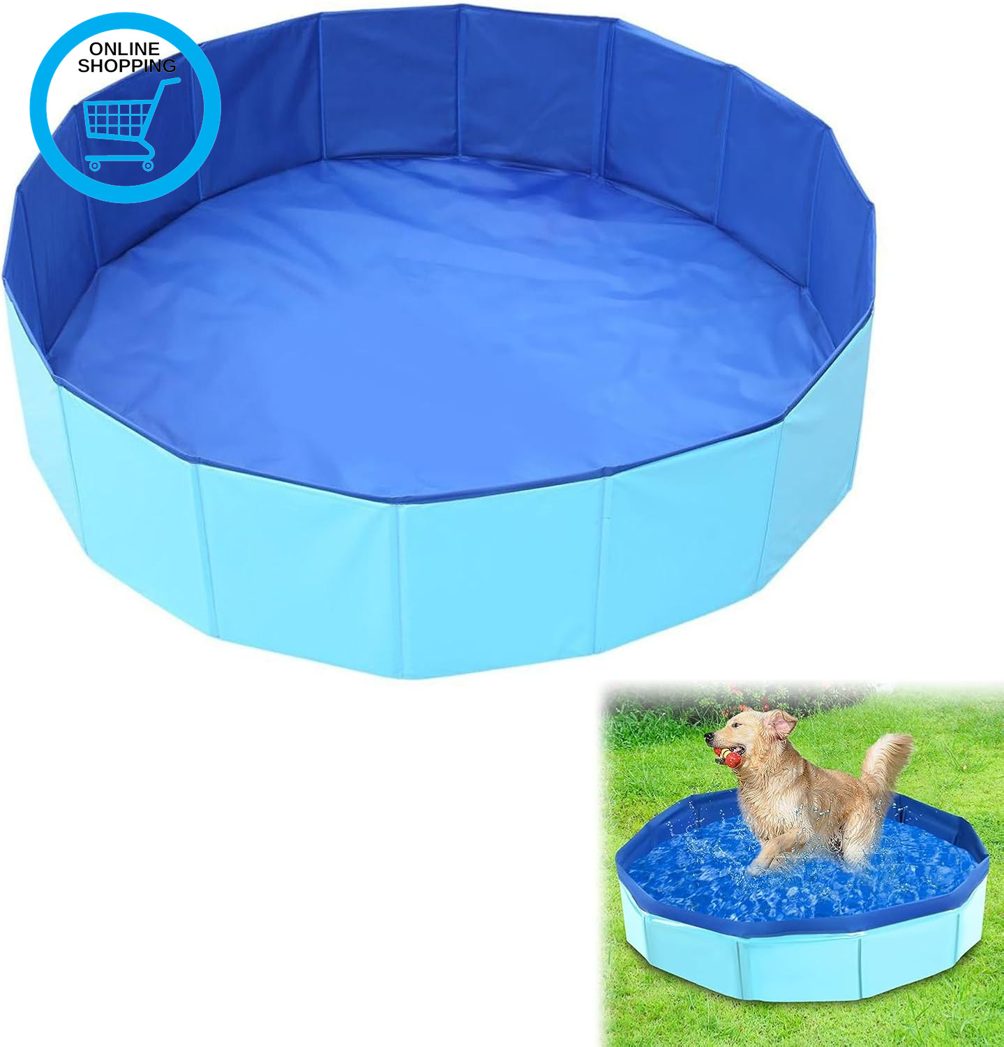 Foldable Dog Pool,Dog Paddling Pool,Puppy Cat Bathing Tub,For Pets in Garden Bea