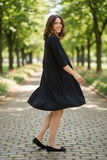 OLD NAVY Black Scoop Neck  Dress Large 3/4 Sleeves 