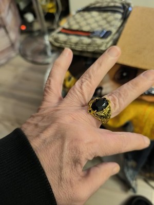 Herrenring Edelstahl Vergoldet Mit Zirkon Size 11
