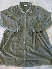 American Eagle Shirt Dress Womens Medium Green Corduroy Button Front Long Sleeve