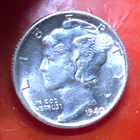 1940   San Francisco Mint  Silver Mercury Dime in Uncirculated  Condition