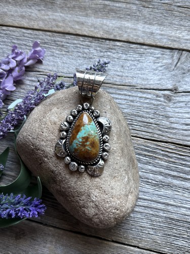 Navajo Native American Sterling Silver Turquoise Handmade Pendant R Yazzie Gift - Bild 3 von 12
