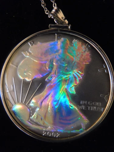 American Silver Silver Eagle In a Sterling Silver Pendent On an Xtra Fine Chain