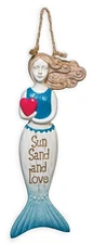 Ocean Blue Mermaid With Heart Sun Sand and Love Wall Plaque