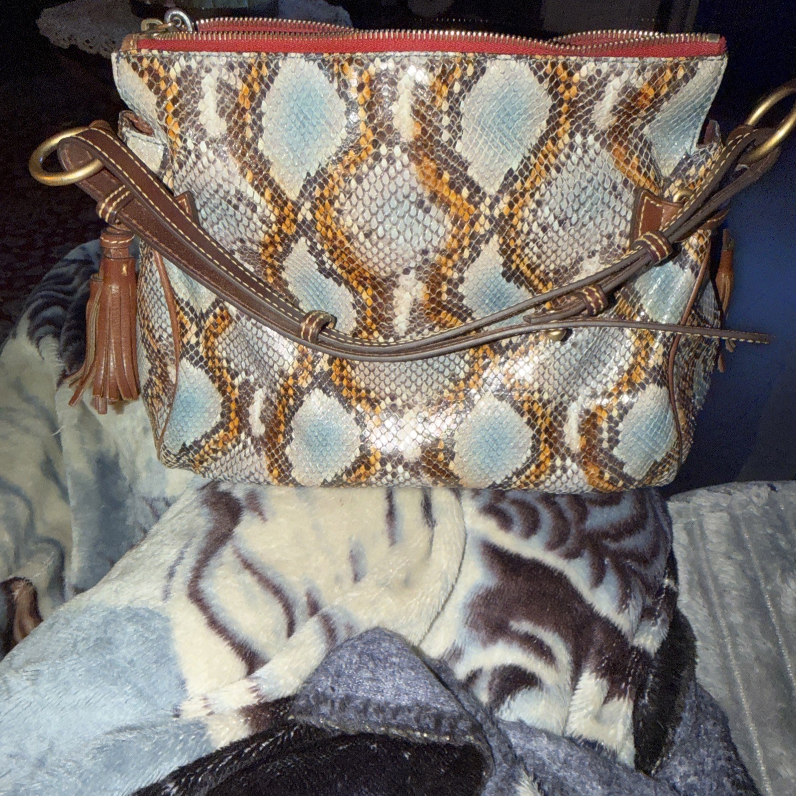 Rare Dooney & Bourke Florentine Python Satchel Le… - image 9