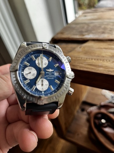 Breitling Chronomat Evolution A13356 Chronograph blaues Zifferblatt Automatik - Bild 9 von 20