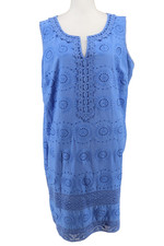 Talbots Dress Women Plus Size 18WP Blue Floral Embroidered Eyelet Sleeveless New