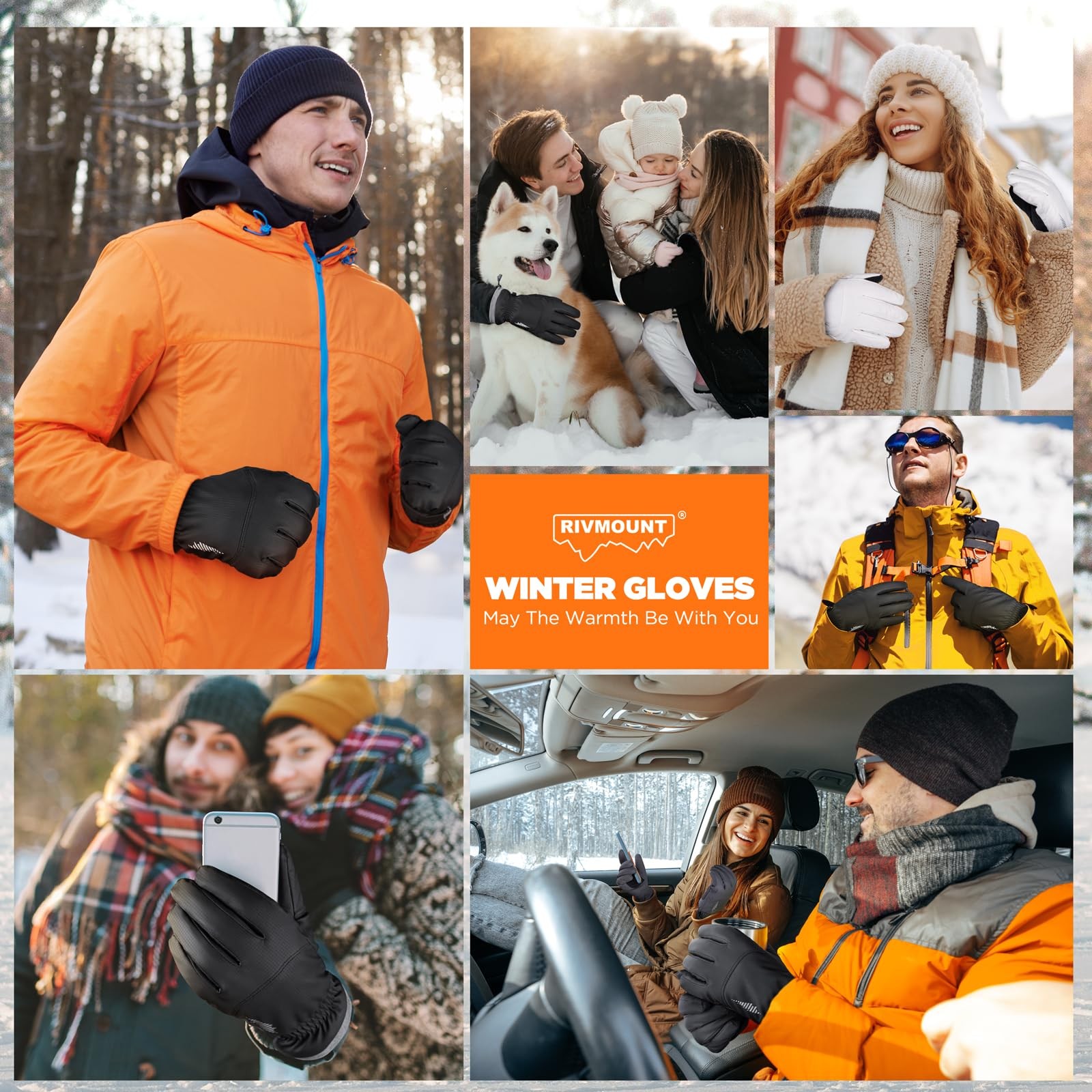 Winter Waterproof Thermal Gloves for Men  Women, Touchscreen, Windproof