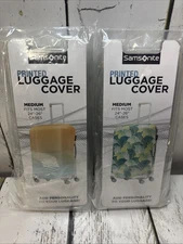 2 Samsonite Printed Luggage Covers - Ombré & Tropical Leaves - Medium (24”-26”)