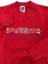 Vintage USA Proud To Be American Women s Red Sweatshirt Size Small Patriotic