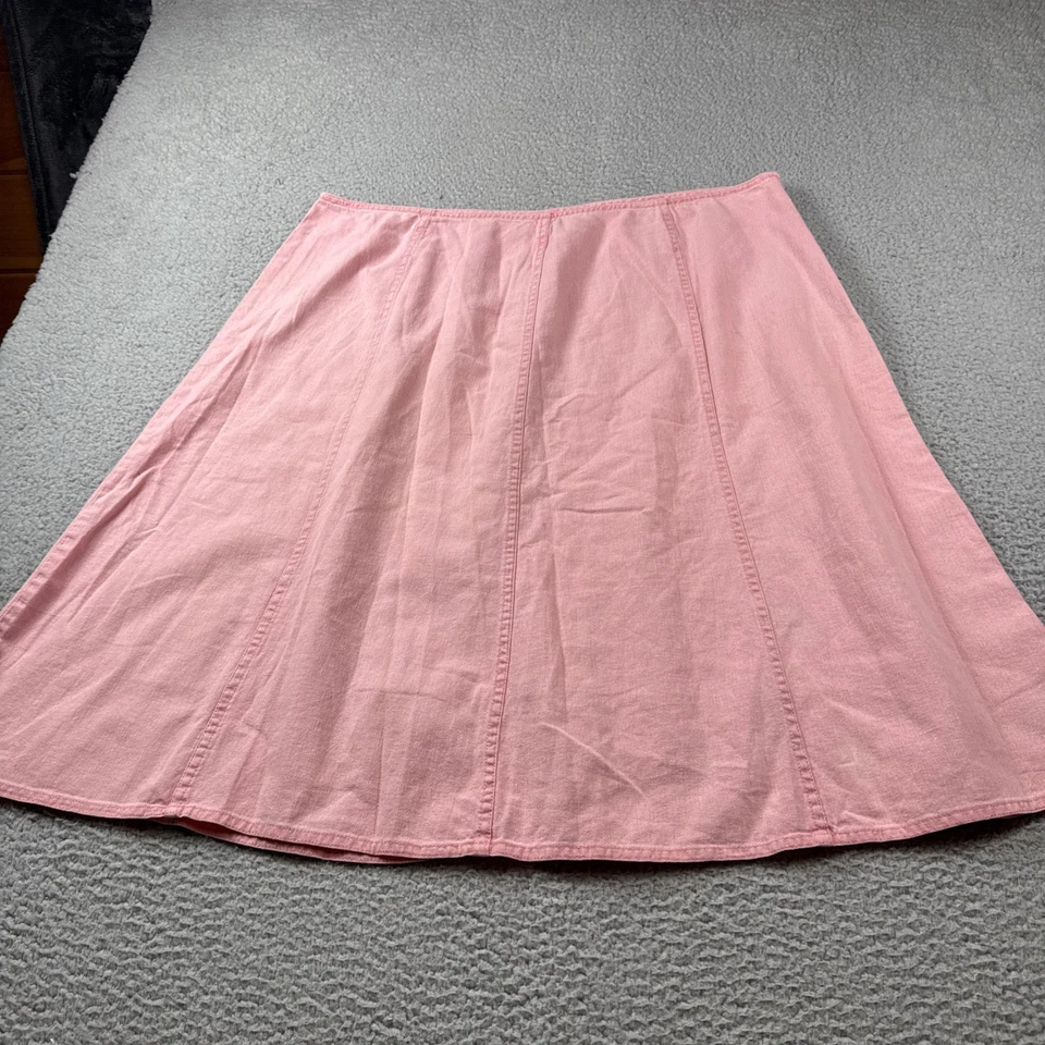 Falda Orvis para mujer 20 midi cremallera lateral rosa mezcla de lino Lagenlook minimalista femenina Foto 3 de 4