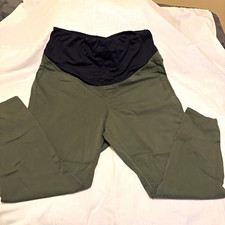 Maurices Maternity Pull-On Pants Women's 18W Green Black Tapered Leg Stretch