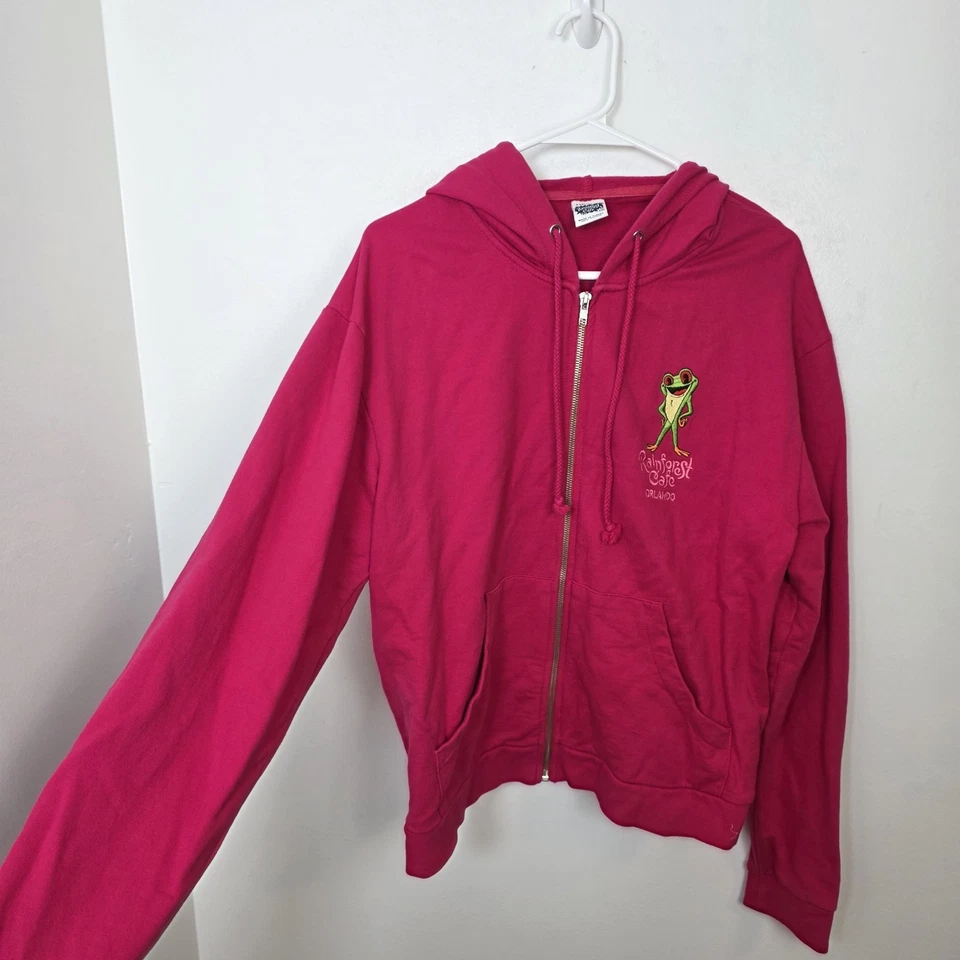 Rainforest Café Orlando Años 90 Y2K Kidcore Retro Rosa Chaqueta con Capucha Talla 2XL Foto 2 de 4