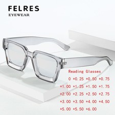 Hombres Mujeres Cuadradas Anti Luz Azul Gafas de Lectura Lente Transparente Marco Grueso Gafas