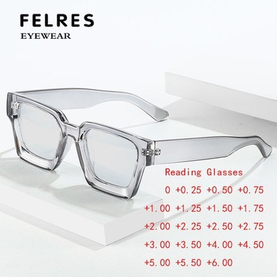 Men Women Square Anti Blue Light Reading Glasses Clear Lens Thick Frame Glasses