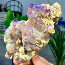 1.97LB Rare transparent purple green cubic fluorite mineral crystal sample/China