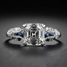 2Ct Art Deco Vintage Style Lab Created Diamond Engagement 14K White Gold FN Ring