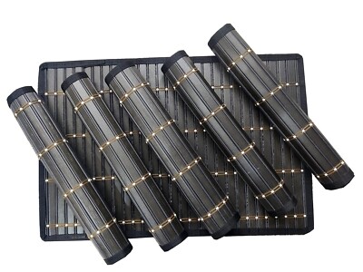 Waterproof 2mm Thick PVC Placemats for Dining Table 6Pcs  Black  12X18 inch US