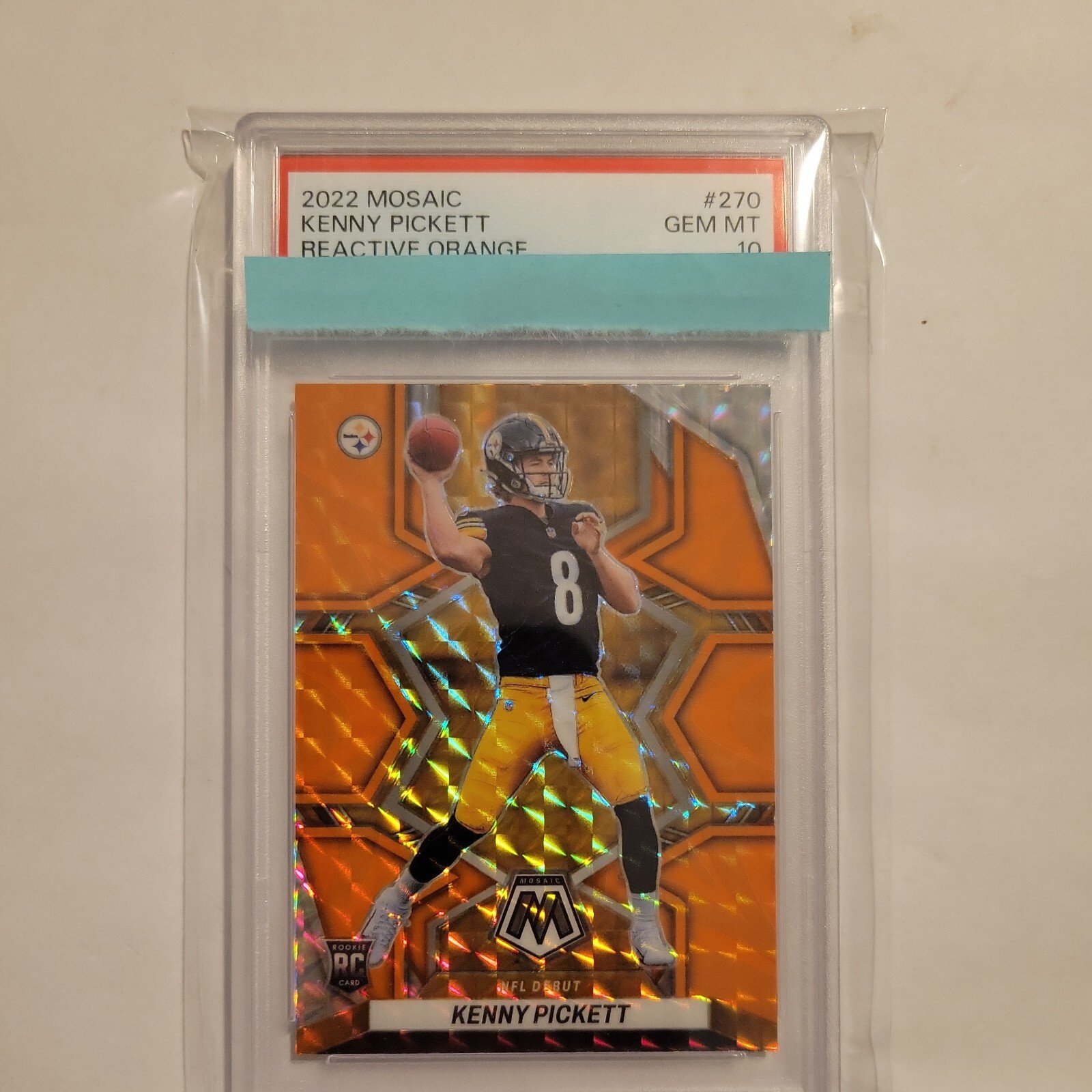 2022 Panini Mosaic Kenny Pickett RC 270 Reactive Orange PSA 10 CERTON