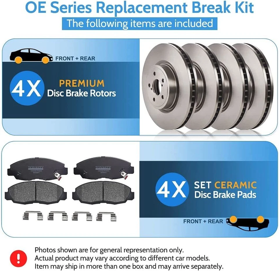 Rotores de freno delanteros y traseros + pastillas de freno para Chevy Impala Monte Carlo 2006-2010 Foto 2 de 4