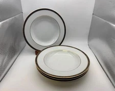 Set of 4 Bernardaud Limoges ANTINEA ANTHRACITE Rim Soup Bowls