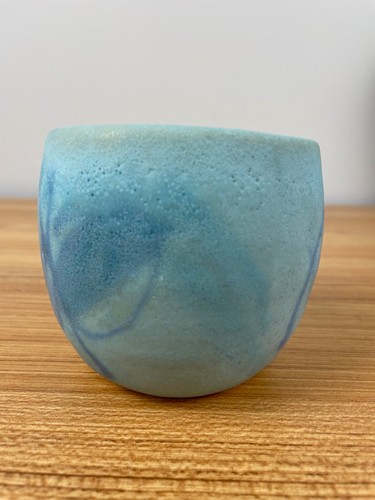Rare JT Abernathy Signed Stoneware Mug Shades Of Aqua 3.5" Tall Vintage - Picture 2 of 5