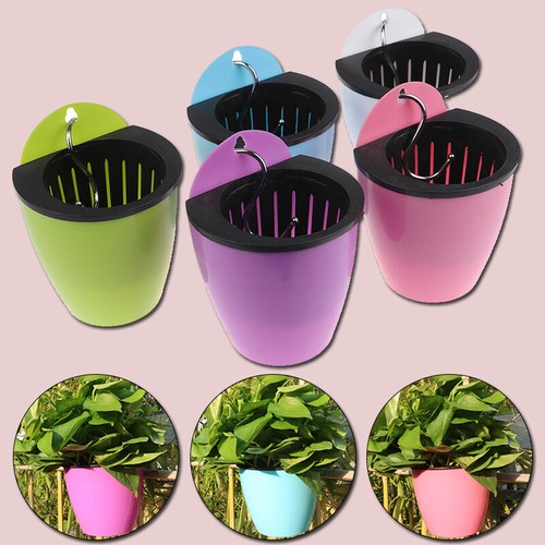 Plastic Selfwatering Flower Pot with String Hook Garden Wall Hanging