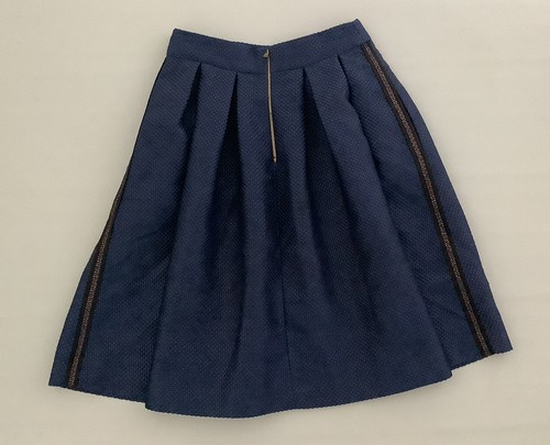 Tara Jarmon Blue Pleated Glitter Knee Length Skirt Size 38 - Picture 5 of 6