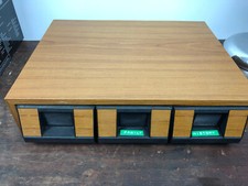 Vintage 3 Drawer 42 Audio Cassette Tape Storage Holder Organizer Faux Wood 2