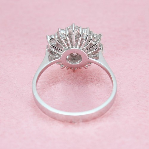 1.64 ctw. Diamond Flower Promise Ring - 18k White Gold | Diamond Promise Ring - Picture 5 of 7