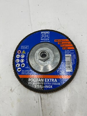 Pferd Polifan Extra Flap Disc PFF 180 Z40 7 x 7/8'' 60507 8500RPM 80m/s Max
