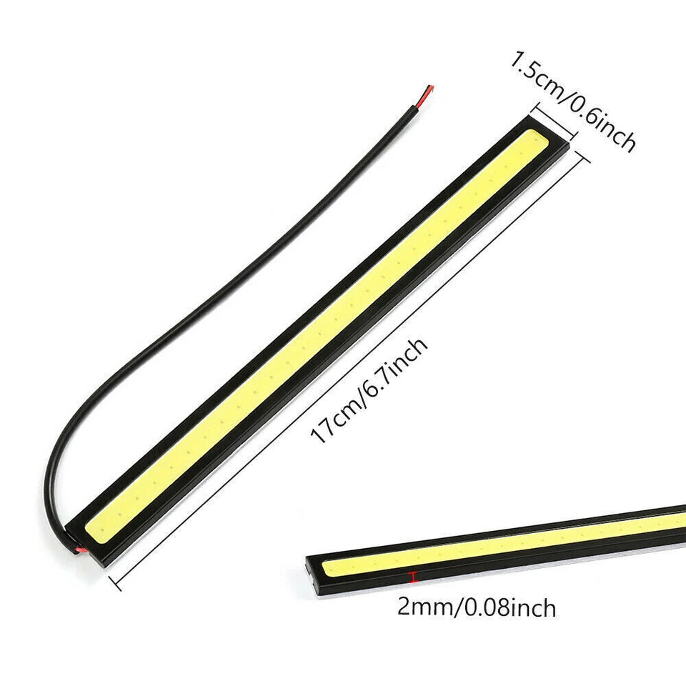 1 PAIR 12V LED STRIP DRL DAYTIME RUNNING LIGHT FOG COB CAR LAMP DRIVING 17CM - Image 4 of 4