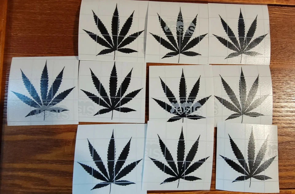 Adesivo de vinil folha de pote cannabis 420 maconha erva daninha lote de 10 tamanho 3" polegadas - Imagem 2 de 4