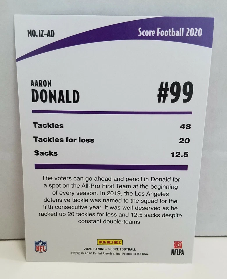 2020 SCORE IN THE ZONE #IZ-AD AARON DONALD LOS ANGELES RAMS  - Image 2 of 2