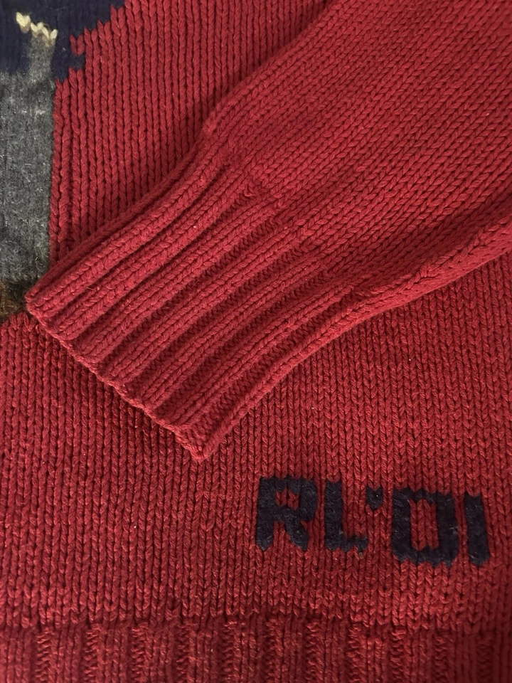 Vintage 2001 Polo Ralph Lauren Business Bear Hand Knit Sweater ( Large ). - Image 3 of 4
