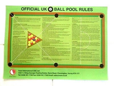 OFFIZIELLES UK 8 KUGELPOOLTISCHE ZIMMER 1-9 REGELBLATT / POSTER