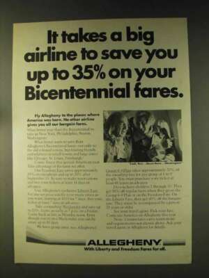 1976 Allegheny Airlines Ad - Bicentennial Fares