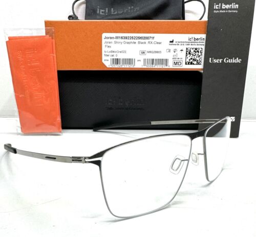 Ic! Berlin JORAN Men’s Eyeglasses Shiny Graphite Black Rectangular ORIGINAL 53mm - Picture 3 of 7