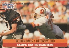 FREE SHIPPING-MINT-1991 Pro Set Reuben Davis #669 BUCS PLUS BONUS CARDS